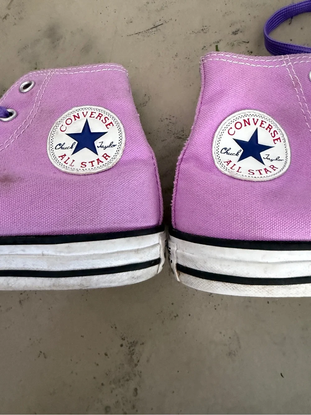 Converse Lavender Canvas High-Tops with Purple Laces